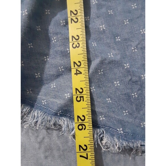 Torrid Denim Chambray Button Down White Dot Pattern Long Sleeve Top Size 1 - Picture 7 of 9